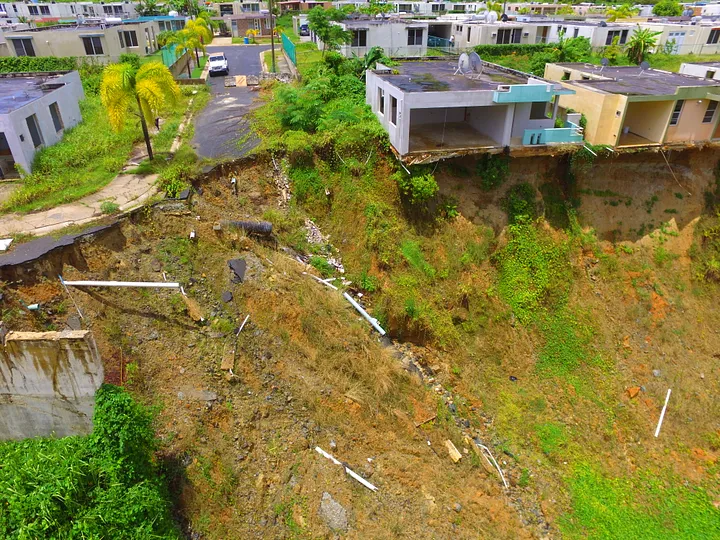 A landslide in Puerto Rico following Hurricane Maria.