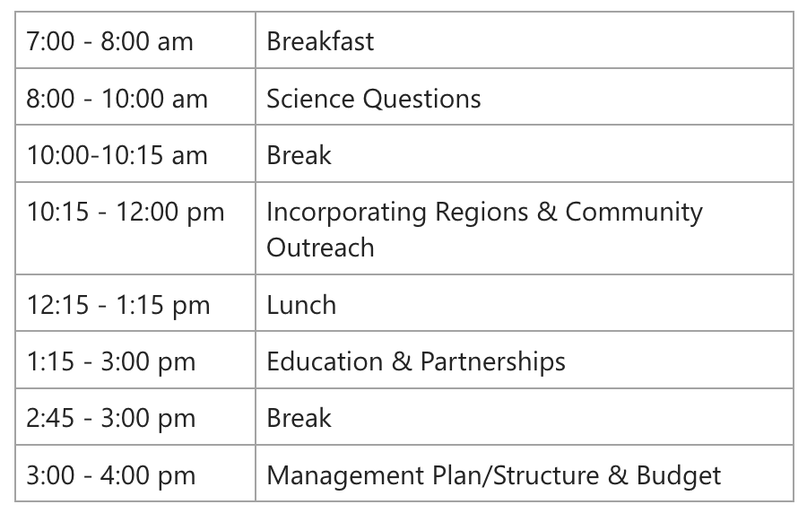 meeting schedule